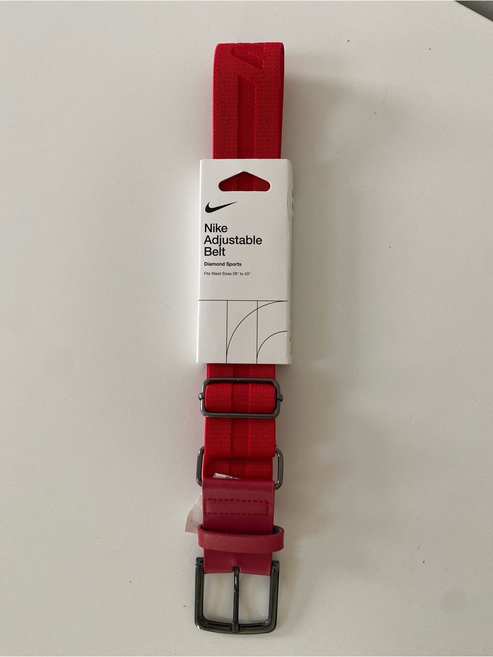 Nike Red Adjustable Men's Belt with Dark Metal Buckle